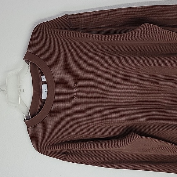 Collusion unisex long sleeve t-shirt in brow acid wash waffle fabric size Xlarge - Picture 4 of 10